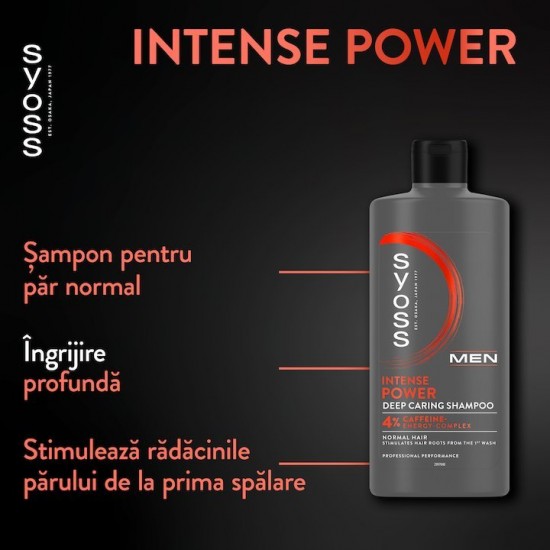 Sampon Syoss Intense Power Men pentru par normal, 440 ml