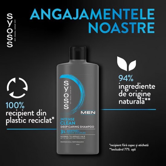 Sampon Syoss Intense Clean Men pentru Par Normal spre Gras, 440 ml