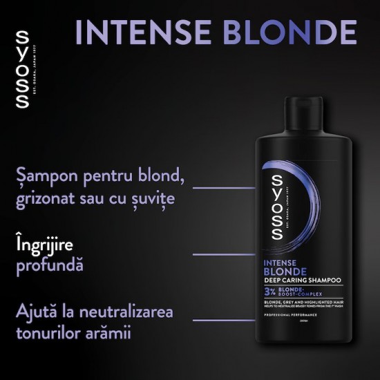 Sampon Syoss Intense Blonde and Silver pentru par Blond, Argintiu sau cu Suvite, 440 ml