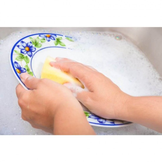Burete Scotch-Brite, Culoare Galbena, cu Canelura pentru Unghii, Spuma Poliuretanica si Fibra Abraziva, Bureti Vase Scotch-Brite, Bureti cu Canelura, Bureti de Vase, Bureti cu Canelura pentru Vase, Bureti pentru Spalat Vasele