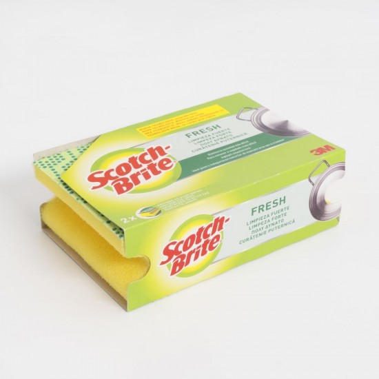 Burete SCOTCH BRITE Fresh cu Protectie Unghii, 2 Buc/Set, Burete Bucatarie, Bureti de Vase, Burete pentru Vase, Bureti Clasici de Vase, Burete Vase Scotch-Brite, Bureti Vase Scotch-Brite