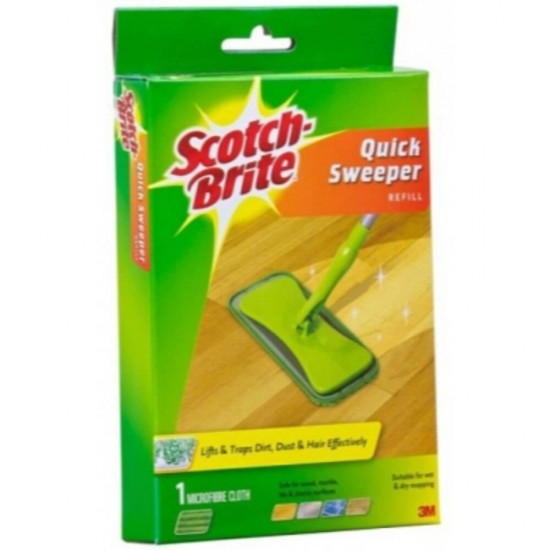Rezerva Mop Ergonomic SCOTCH-BRITE, 20.5x13x2.5 cm, Microfibra, Culoare Verde, Rezerve Mop Scotch-Brite, Rezerve pentru Mop Plat, Rezerva pentru Mop Plat, Accesorii Curatenie, Accesorii Menaj