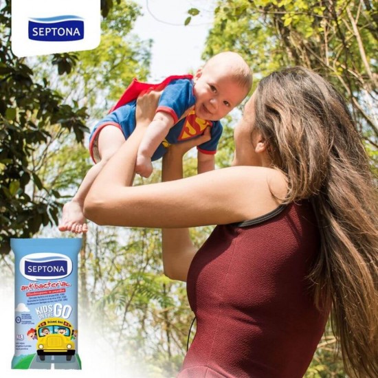 Servetele Umede Antibacteriene SEPTONA pentru Copii, 15 Buc/Set, Banana, Servetele Umede Copii Septona, Servetele Copii Antibacteriene Septona, Servetele Antibacteriene Copii, Servetele Umede pentru Maini, Servetele Dezinfectante pentru Maini