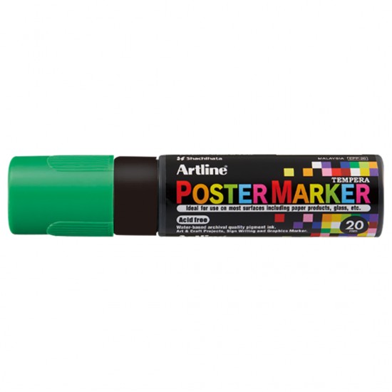 Marker Pentru Poster Artline, Corp Plastic, Varf Tesit 20mm - Verde Fluorescent