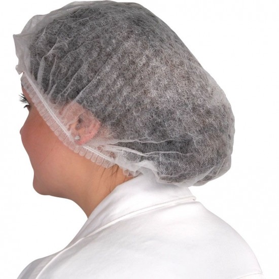 Set 100 Bonete cu Elastic, Diametru 46 cm, Polipropilena Netesuta, Culoare Alba, Bonete Netesute, Boneta cu Elastic, Bonete pentru Cabinete, Bonete pentru Saloane, Bonete pentru Laborator