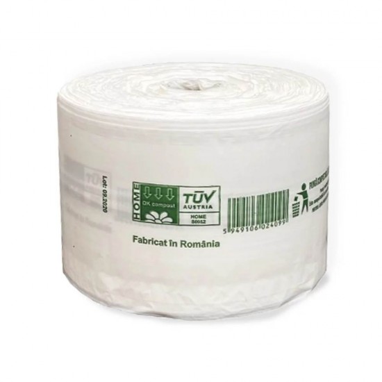 Pungi Biodegradabile Verzi in Rola, Dimensiune 23x12x45 cm, Grosime 23 MIC, Cantitate 250 Buc/Rola