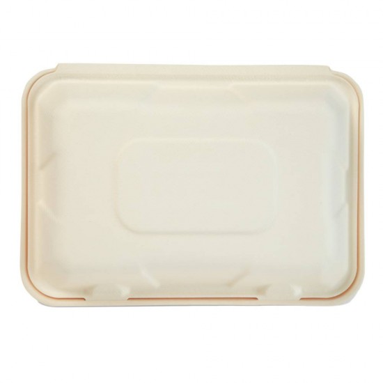 Set 200 Caserole Biodegradabile cu Capac pentru Hamburger din Fibra Lemnoasa, Dimensiune 230x159x80 mm, 1 Compartiment