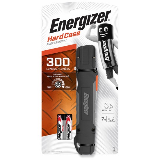 Lanterna Led Energizer Hard Case Profesionala, 300 Lumeni, Cu 2 Baterii Aa