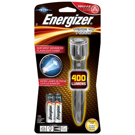 Lanterna Led Energizer Vizion Hd Focus, 400 Lumeni, Raza 115m, Cu 2 Baterii Aa