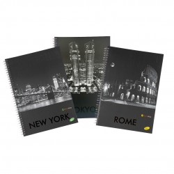 Caiet Cu Spirala, A4, 70 File, 70gsm, Coperta Carton 300gsm, Design Cities By Night - Matematica