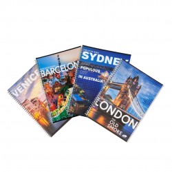 Caiet Cu Spirala, A4, 70 File, 70gsm, Coperta Carton 300gsm, Design Cities Of The World - Matematica