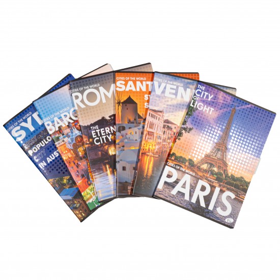 Caiet A4, 60 File, 80gsm, Coperta Carton 300gsm, Design Cities Of The World - Matematica