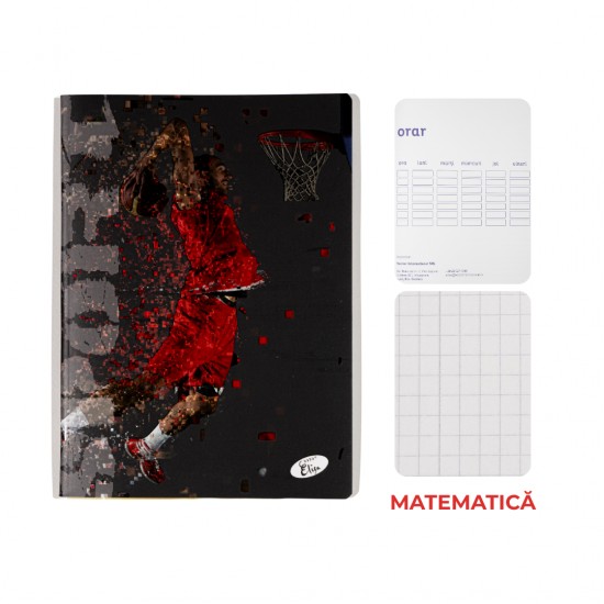 Caiet A4, 60 File, 80gsm, Coperta Carton 300gsm, Design Sports - Matematica