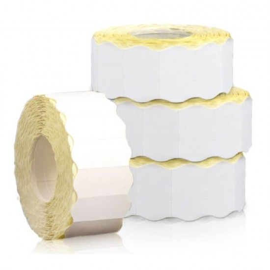 Set 20 Role Etichete de Pret Albe ROLLIS, Dimensiuni 26x16 mm, 1000 Etc/Rola - Etichete Autoadezive Colturi Rotunjite