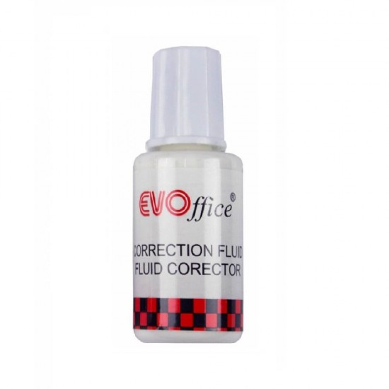 Fluid Corector EVOffice cu Pensula, Baza de Solvent, 20 ml