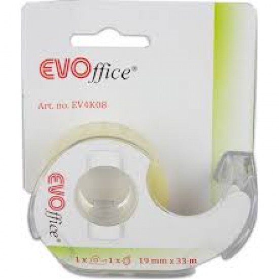 Banda Adeziva Cu Dispenser Plastic Transparent 19mm*33m Evoffice