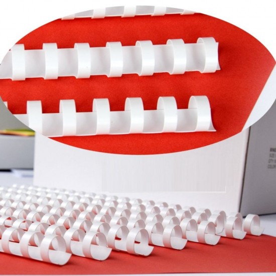 Inele din Plastic pentru Indosariere EVOffice, Dimensiune 45 mm, Capacitate 440 Coli, 50 Buc/Bax, Culoare Alb, Spirale din Plastic de Legat