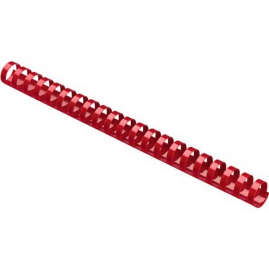 Inele din Plastic pentru Indosariere EVOffice, Dimensiune 25 mm, Capacitate 240 Coli, 50 Buc/Bax, Culoare Rosu, Spirale din Plastic de Legat