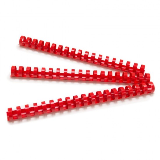 Inele din Plastic pentru Indosariere EVOffice, Dimensiune 25 mm, Capacitate 240 Coli, 50 Buc/Bax, Culoare Rosu, Spirale din Plastic de Legat