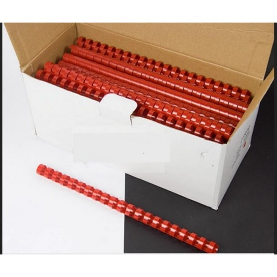 Inele din Plastic pentru Indosariere EVOffice, Dimensiune 25 mm, Capacitate 240 Coli, 50 Buc/Bax, Culoare Rosu, Spirale din Plastic de Legat