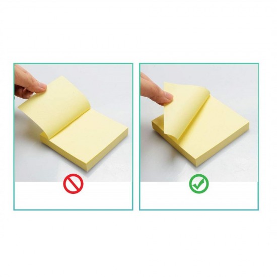 Notite Adezive EVOffice, Dimensiunea 75x75 mm, Culoare Galben Neon, 100 File, Ideale pentru Mesaje si Memento-uri