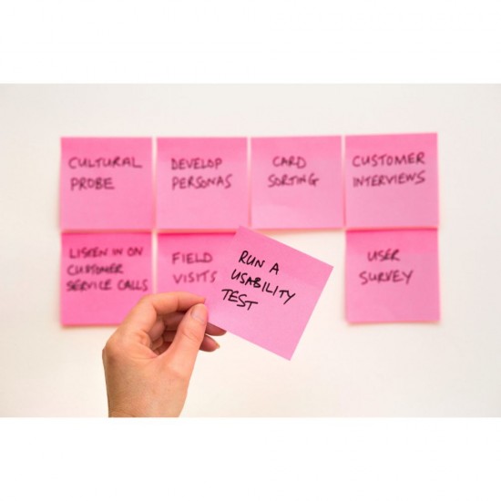 Notite Adezive EVOffice, Dimensiunea 75x75 mm, Culoare Roz Neon, 100 File, Ideale pentru Mesaje si Memento-uri