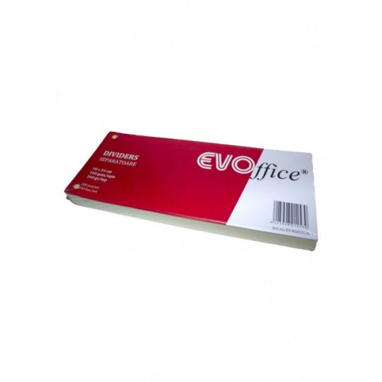 Separatoare din Carton EVOffice, Dimesiune 10x24 cm, Culoare Galben, 100 File/Set, Separatoare Bibliorafturi -  Despartitoare din Carton