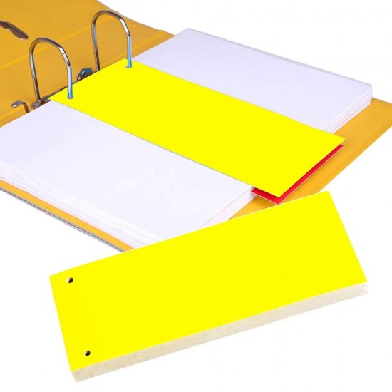 Separatoare din Carton EVOffice, Dimesiune 10x24 cm, Culoare Galben, 100 File/Set, Separatoare Bibliorafturi -  Despartitoare din Carton