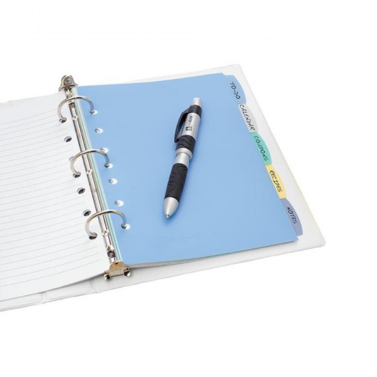 Separatoare din Plastic EVOffice, 5 Culori/Set, Format A4, Despartitoare din Plastic, Separatoare Bibliorafturi â€“ Index din Plastic