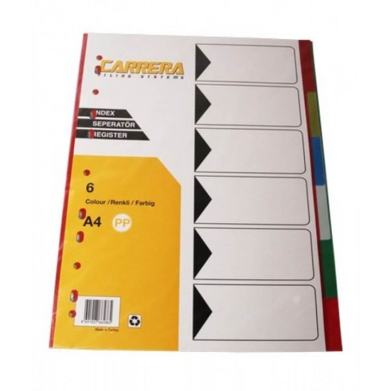 Separatoare din Plastic, 6 Culori/Set, Format A4, Despartitoare din Plastic, Separatoare Bibliorafturi - Index din Plastic