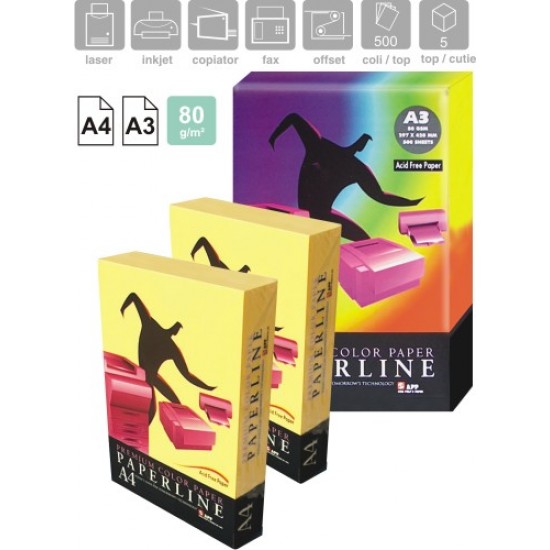 Hartie Color Pentru Copiator Si Imprimanta, A4, 80g/mp, Paperline - Yellow Pastel