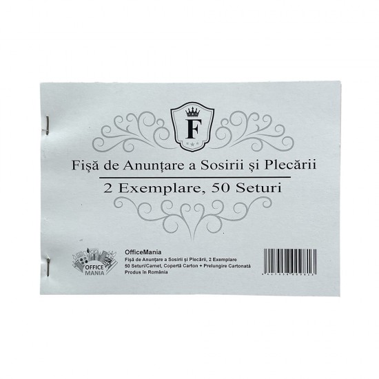 Fisa Cazare A5, 2 Ex, 50 Seturi/Carnet, Formular Anuntare Sosiri, Formular Anuntare Plecari, Fisa Cazare, Set Fisa Cazare, Formular Autocopiativ, Fisa anuntare si sosiri, Tipizate Nepersonalizate, Fisa de Turism, Fise de Hotel