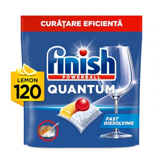 Finish Quantum Poweball Lemon, 120 Tablete, Capsule Pentru Masina De Spalat