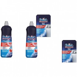 Pachet Promo:2x Finish Solutie Clatire Masina Spalat Vase 800ml + 2x Finish Sare Speciala Pentru Masina De Spalat Vase, 1.5 Kg, Solutie Pudra