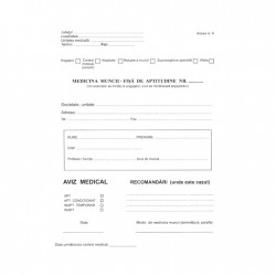 Fisa De Aptitudine Medicina Muncii, Format A5 Autocopiativ In 3 Exemplare, 50 Set/carnet