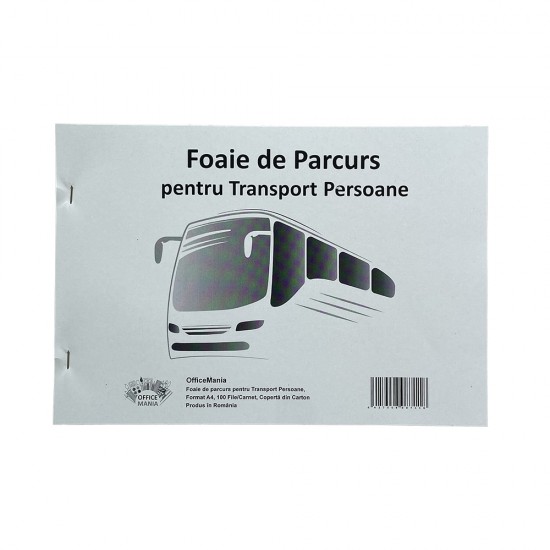 Foi Parcurs A4 Persoane Neinseriate, Tipar Negru, 100 File/Carnet, Coperta Fata Tiparita, Coperta din Carton Fata/Spate - Formular Tipizat pentru Transportul Persoanelor