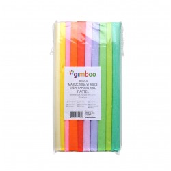 Rola Hartie Creponata, 25 X 200 Cm, 10 Buc/set, Gimboo - Culori Pastel Asortate