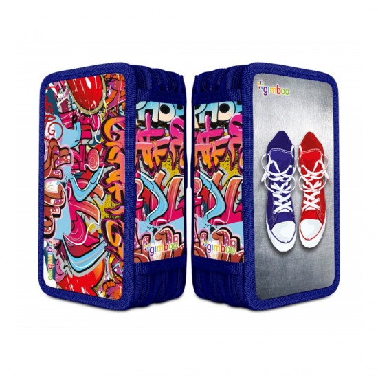 Penar Echipat, 3 Compartimente, Gimboo Graffiti - Albastru