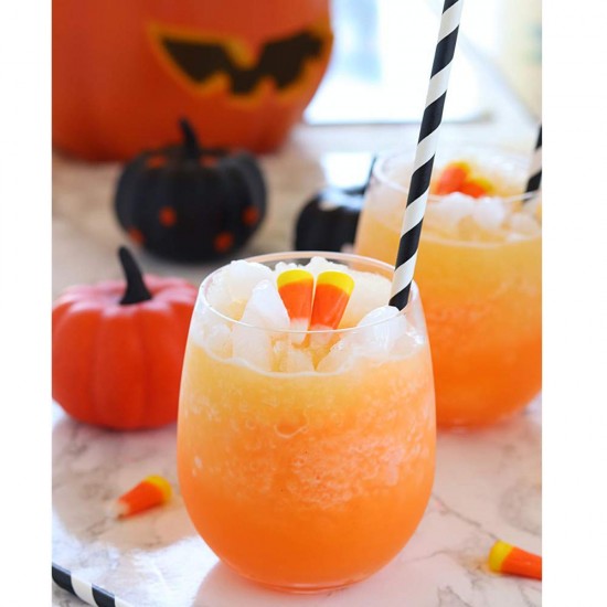 Paie Biodegradabile din Hartie 21 cm, 500 Buc/Set, Grosime 6 mm, Ambalate Individual, Culoare Alb/Negru, Paie Bauturi, Paie Ecologice, Paie de Baut Biodegadabile