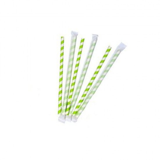 Set 250 Buc Paie din Carton Biodegradabil Negru Ambalate Individual, Dimensiune 210x8 mm, Grosime 8mm, Paie Bauturi, Paie Ecologice, Paie de Baut Biodegadabile