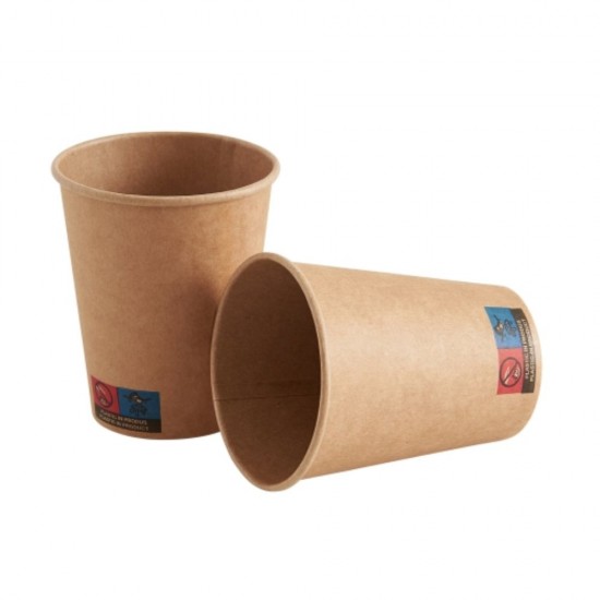 Set 50 Pahare din Carton 8 OZ, Model Natur, Capacitate 235 ml