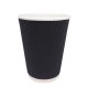 Set 50 Pahare din Carton, 12 Oz (400 ml), Model Ripple Wall, Negre, Set Pahare Mari Carton 400 ml, Pahare Carton pentru Ceai si Cafea, Pahare Negre din Carton TO GO 400 ml, Pahare de Unica Folosinta, Pahare Negre din Carton de Unica Folosinta