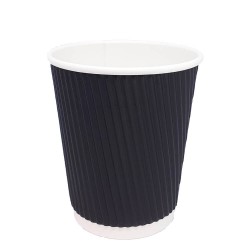 Set 50 Pahare din Carton, 8 Oz (280 ml), Model Ripple Wall, Negre, Set Pahare Medii Carton 8 Oz, Pahare Carton pentru Ceai si Cafea, Pahare Negre din Carton TO GO, Pahare de Unica Folosinta, Pahare Negre din Carton de Unica Folosinta