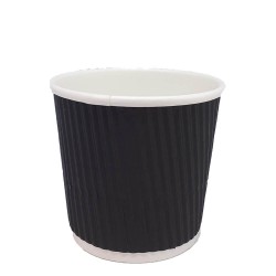 Pahare Carton cu Striatii 8 OZ, 25 Buc/Set, Model Ripple Wall, Culoare Negru, Capacitate 280 ml