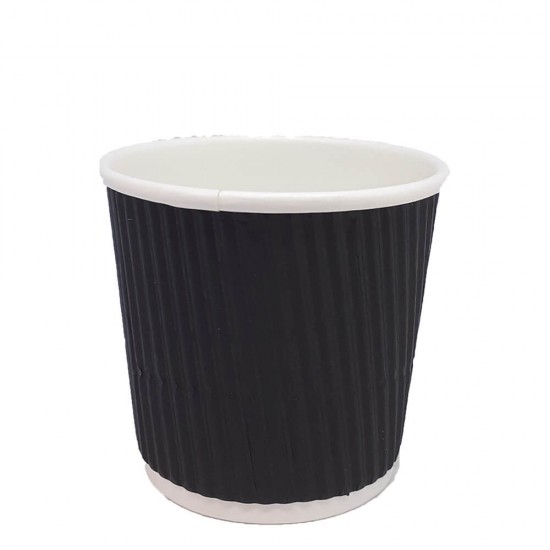 Pahare Carton cu Striatii 8 OZ, 25 Buc/Set, Model Ripple Wall, Culoare Negru, Capacitate 280 ml