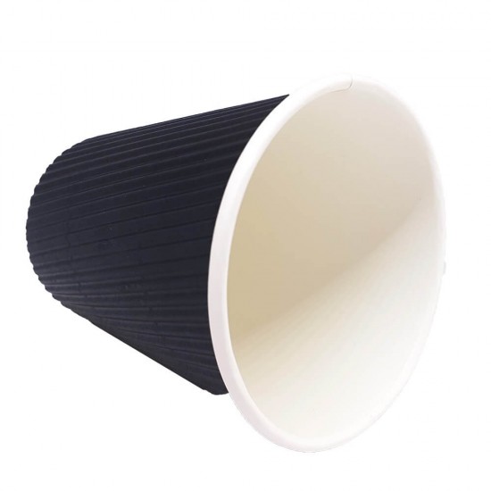 Pahare Carton cu Striatii 8 OZ, 25 Buc/Set, Model Ripple Wall, Culoare Negru, Capacitate 280 ml