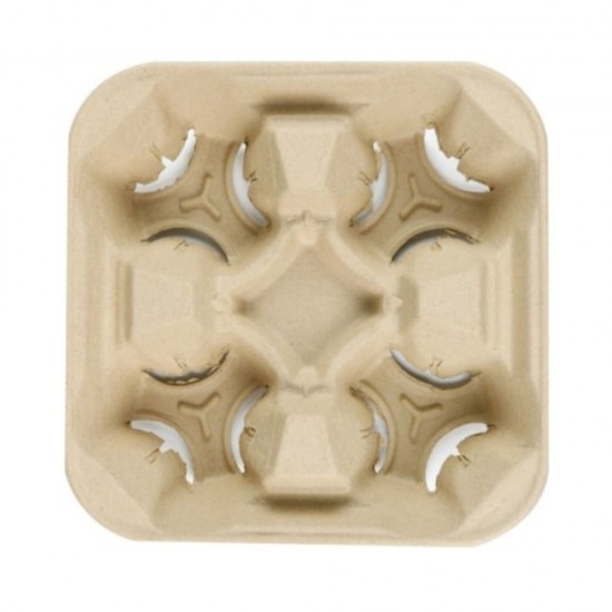 Suport din Carton pentru 4 Pahare, 225x205 mm, 100 Buc/Set, Tip Cofrag, Suporturi pentru Pahare, Suport Pahare Tip Cofrag, Suport Pahare Cofraj, Suport Pahare TO GO, Suporturi pentru Pahare din Carton