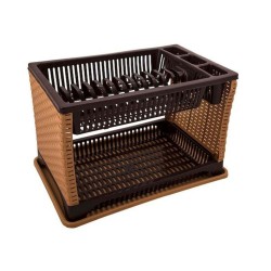 Scurgator Vase, 42x31x28, Polipropilena, Culoare Maro/Negru, Suporturi din Plastic pentru Depozitarea Vaselor, Scurgator de Vase din Plastic, Picurator pentru Vase, Scurgatoare pentru Vase, Suport pentru Vase din Plastic, Suport de Plastic pentru Vase