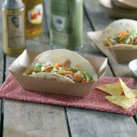 Barcute din Carton Kraft Natur, 130x155x40 mm, Capacitate 400cc, 500 Buc/Set, Barcute din Carton de Unica Folosinta, Barcuta din Carton Natur, Barcuta din Carton pentru Meniuri, Barcute din Carton Street-Food