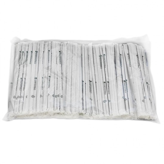 Set 250 Buc, Paie din Carton Biodegradabil Negru Ambalate Individual, Dimensiune 240x8 mm
